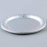 Тарелка бумажная &laquo;Голография&raquo;, в наборе 6 шт., цвет серебро