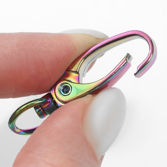 Карабин металлический, 40 &times; 14 мм / 10 &times; 1 мм, 5 шт, цвет бензин