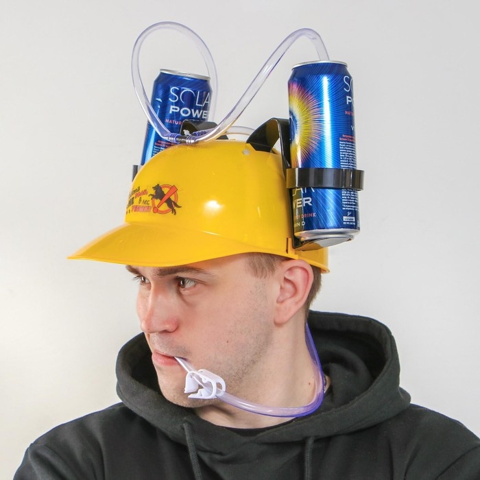 Каска с отверстиями под банки &laquo;Работа не волк, в лес не убежит&raquo;, обхват головы 56-58 см