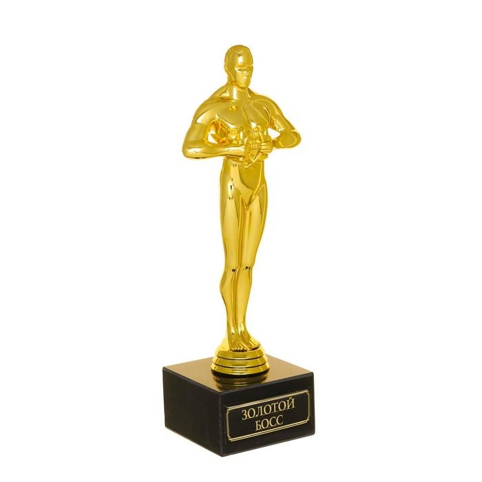 Кубок наградная фигура &laquo;Золотой босс&raquo;, оскар, пластик, подставка камень, 18 х 6 см