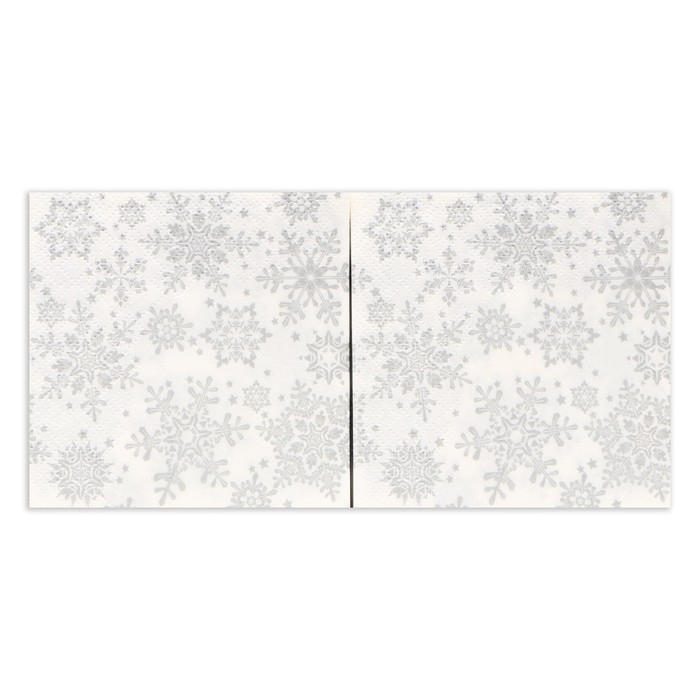 Новогодние салфетки бумажные Art Bouquet &laquo;Серебряные снежинки&raquo;, 2 слоя, 20х20 см, 250 шт.