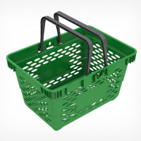 Корзина покупательская пластиковая, 20 л, 2 пластиковые ручки, цвет зелёный Корзина покупательская пластиковая, 20 л, 2 пластиковые ручки, цвет зелёный
