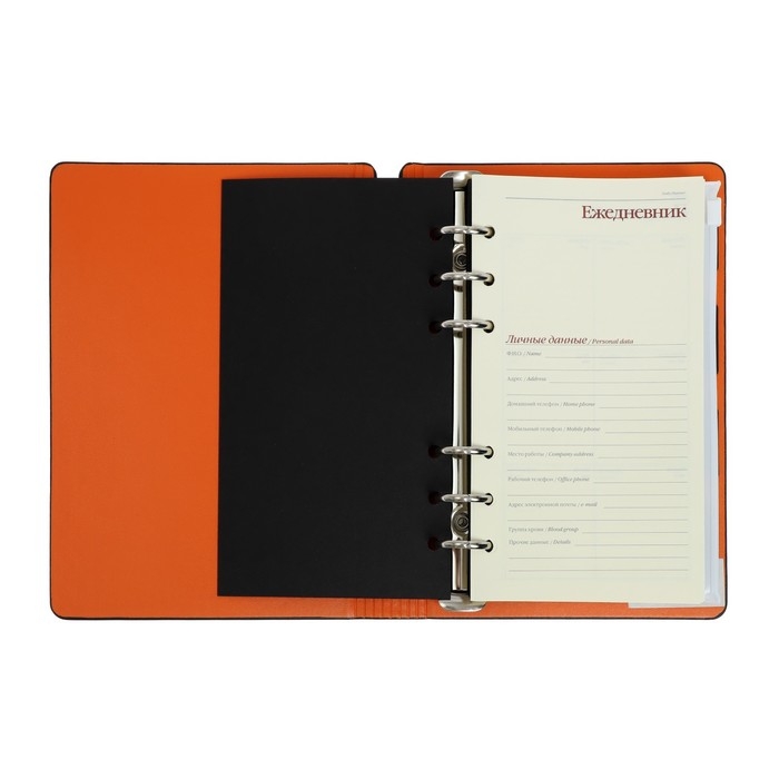 Ежедневник недатированный А5, 120 листов на кольцах FIRENZE, обложка искусственная кожа, блок 70г/м2, чёрный