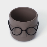 Кашпо для цветов со вставкой &laquo;Стив&raquo;, 650 мл, d=11,5 см, h=10,5 см, цвет французский серый