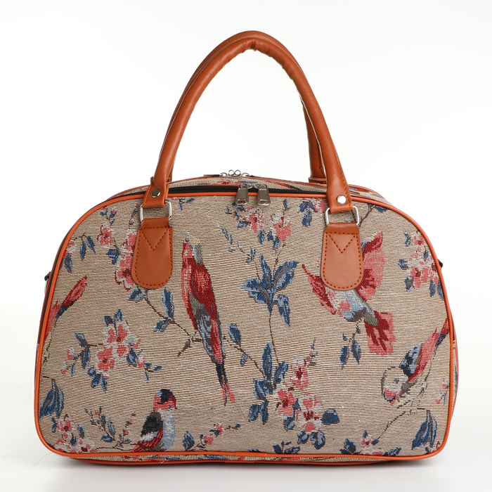 Сумка дорожная женская, 2 отдела на молниях, длинный ремень, цвет разноцветный