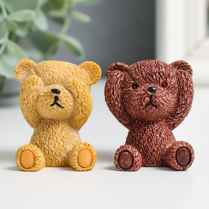 Сувенир полистоун Сувенир полистоун "Мишка - не слышу, не вижу, не скажу" МИКС 4х2,5х3 см