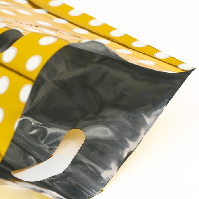 Набор подарочных пакетов, металлизированныей, "Горох" золотой 17х25 см , 20 микрон