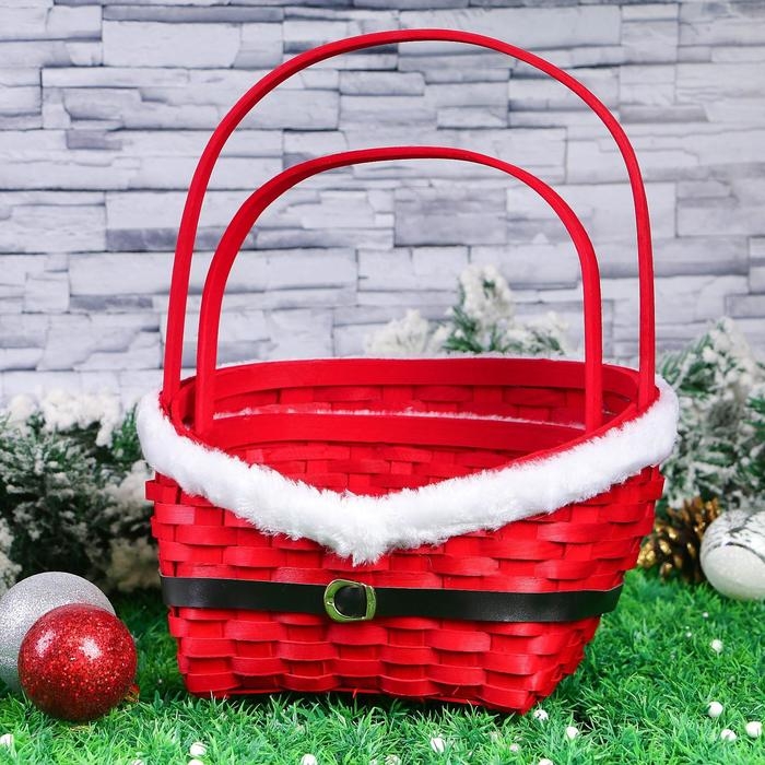 Набор корзин &laquo;Красная шубка&raquo;, 2 шт: 28&times;22&times;11/33,5 см, 22&times;17&times;9/27 см, шпон