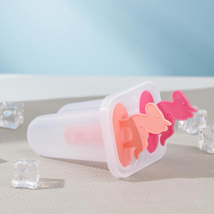 Форма для мороженого &laquo;Единороги&raquo;, 7,5&times;6&times;15 см, 2 ячейки, цвет прозрачный