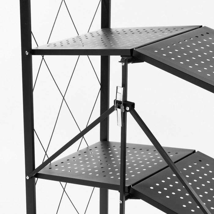 Стеллаж складной на колесах, 5 полок, 72&times;36&times;162,5см, цвет чёрный матовый