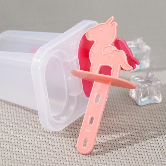 Форма для мороженого &laquo;Единороги&raquo;, 7,5&times;6&times;15 см, 2 ячейки, цвет прозрачный