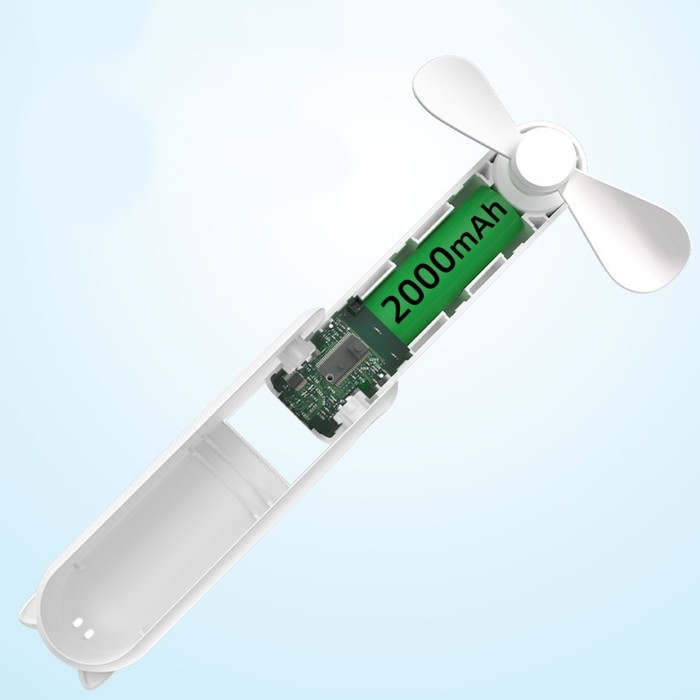 Портативный вентилятор FS08, функция Power bank 1200 мАч, 2 режима, USB, складной, белый Портативный вентилятор FS08, функция Power bank 1200 мАч, 2 режима, USB, складной, белый