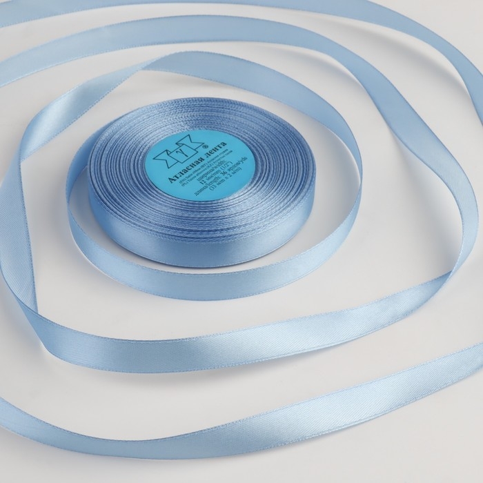 Лента атласная, 12 мм × 33 ± 2 м, цвет голубой №049 Лента атласная, 12 мм × 33 ± 2 м, цвет голубой №049