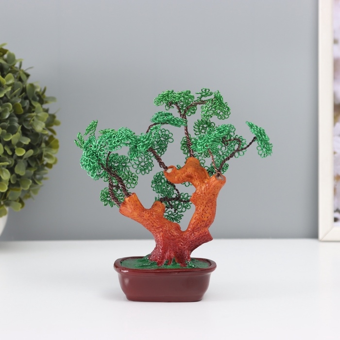 Сувенир бонсай полистоун, металл Сувенир бонсай полистоун, металл "Дерево счастливой жизни" зелёное 8х17х16 см