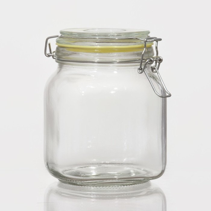 Банка стеклянная для сыпучих продуктов с бугельным замком &laquo;Радуга&raquo;, 900 мл, 12&times;11&times;15 см, цвет МИКС