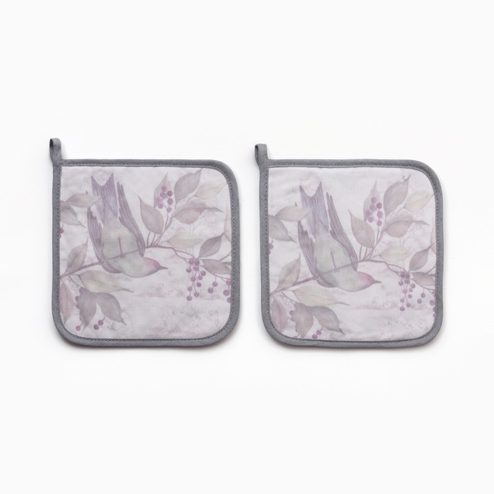 Набор прихваток Этель Мorning dew 2 шт, 19х19 саржа,100% х/л,ватин 250г/м2