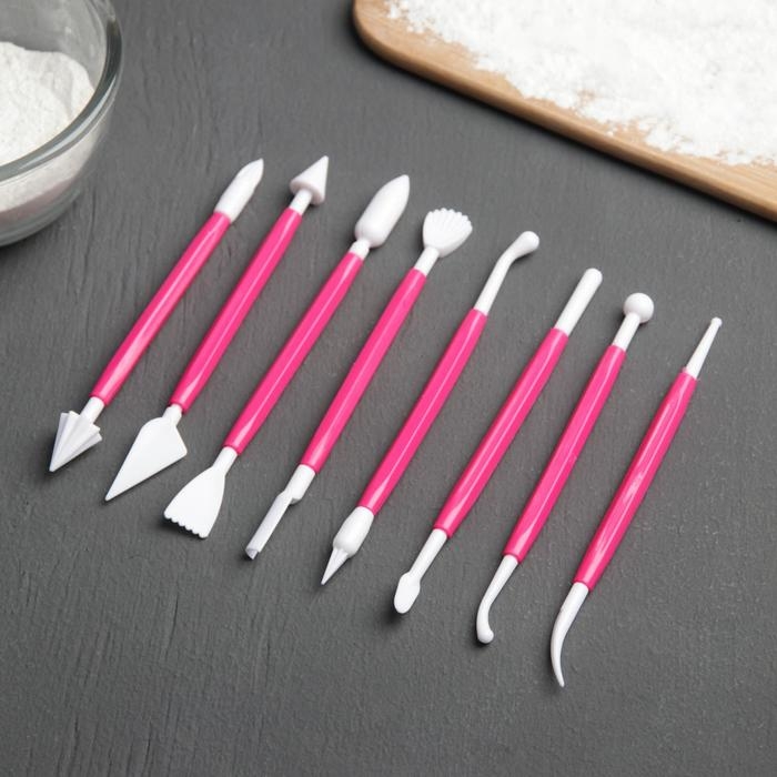 Набор приспособлений для моделирования кондитерских украшений Доляна, 8 шт, цвет МИКС Набор приспособлений для моделирования кондитерских украшений Доляна, 8 шт, цвет МИКС