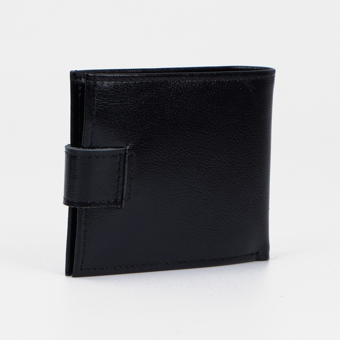 Портмоне мужское на кнопке TEXTURA, для купюр, для карт, для монет, цвет чёрный