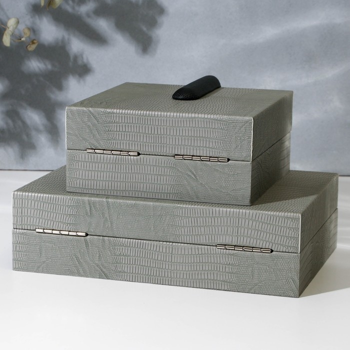 Шкатулка для украшений &laquo;Классика&raquo; экокожа, набор 2 шт.