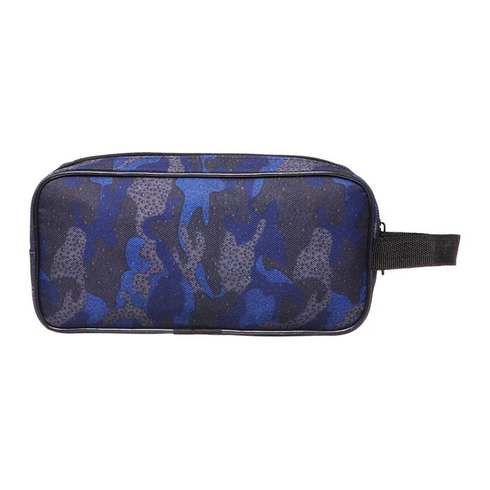 Пенал мягкий 2 отделения, 100 х 220 х 70 мм, объёмный, с ручкой,Calligrata, Пенал мягкий 2 отделения, 100 х 220 х 70 мм, объёмный, с ручкой,Calligrata, "Миллитари" сине-серый