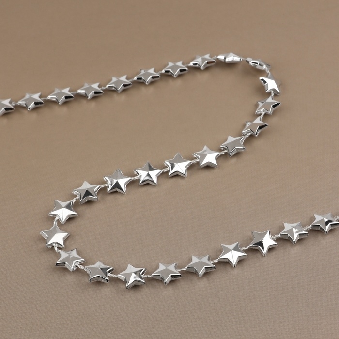 Бусы на нитях &laquo;Звёзды&raquo;, 10 мм, 2 м, цвет серебряный