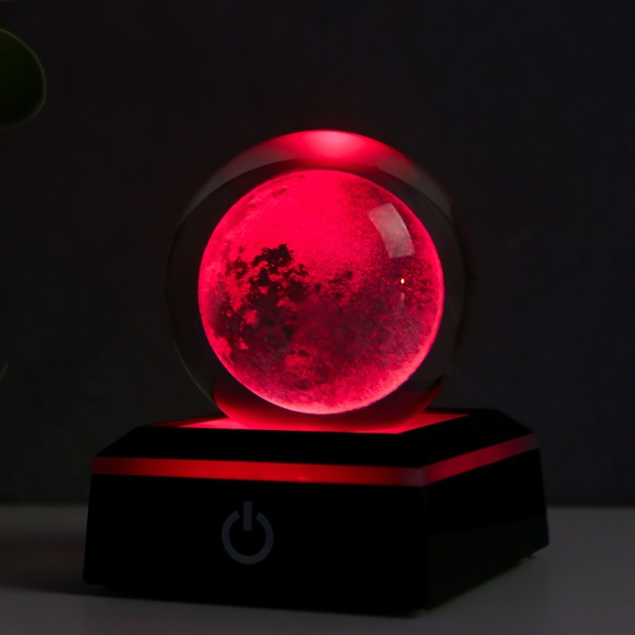 Сувенир стекло подсветка Сувенир стекло подсветка "Земля" d=6 см подставка LED от 3AAA, провод USB 9х7х7 см