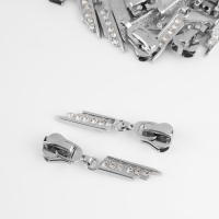 Бегунок автоматический для молнии &laquo;Трактор&raquo;, №5, декоративный &laquo;Стразы&raquo;, 10 шт, цвет никель