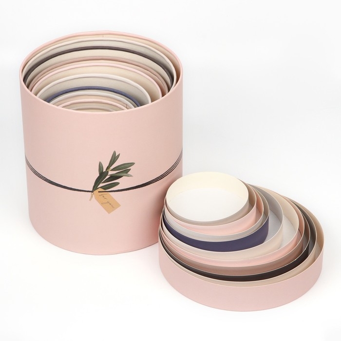 Набор круглых коробок 10 в 1, упаковка подарочная, &laquo;Эко&raquo;, 10 х 10 - 23,5 х 23,5 см