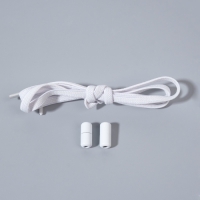 Шнурки для обуви, пара, плоские, с фиксатором, эластичные, 6 мм, 100 см, цвет белый Шнурки для обуви, пара, плоские, с фиксатором, эластичные, 6 мм, 100 см, цвет белый