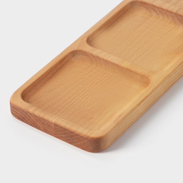 Менажница деревянная Доляна, 30&times;10&times;1,8 см, 3 секции, берёза