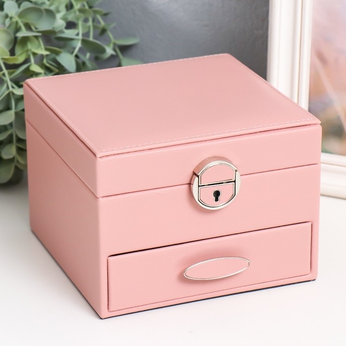 Шкатулка кожзам для украшений Шкатулка кожзам для украшений "Сахарная вата" 16х16х11,8 см