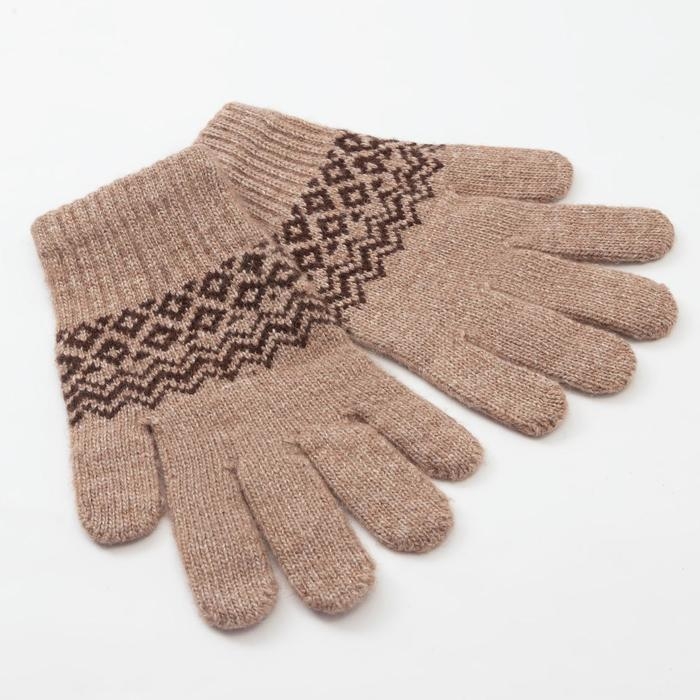 Перчатки женские из монгольской шерсти Перчатки женские из монгольской шерсти "Узор", цвет коричневый, размер 17-19 (6,5-7,5)