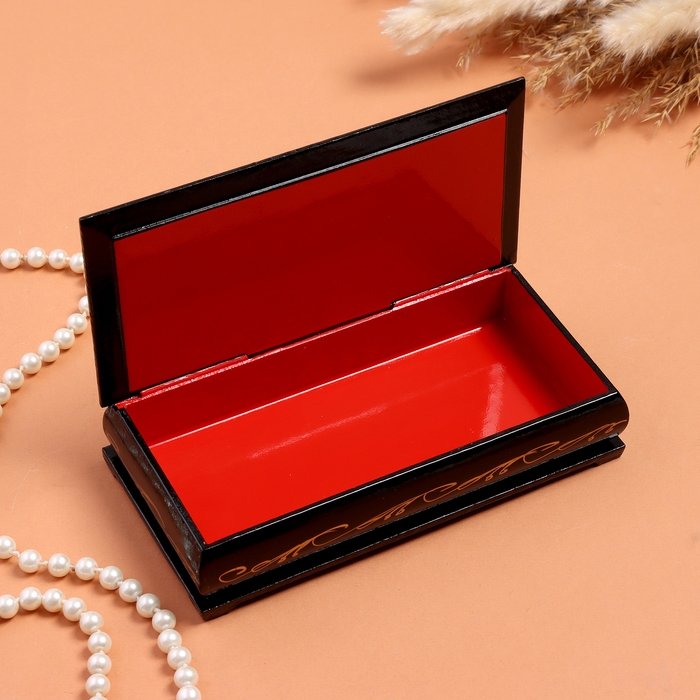 Шкатулка &laquo;Девочка с белой совой&raquo;, черная, 8,5&times;17 см, лаковая миниатюра