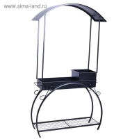 Мангал кованый, с дровяником и крышей, 35 кг, толщина металла  2,5 мм, 90 х 32 х 202 см