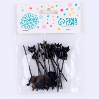 Шпажки &laquo;Кот&raquo;, в наборе 12 шт., цвет чёрный