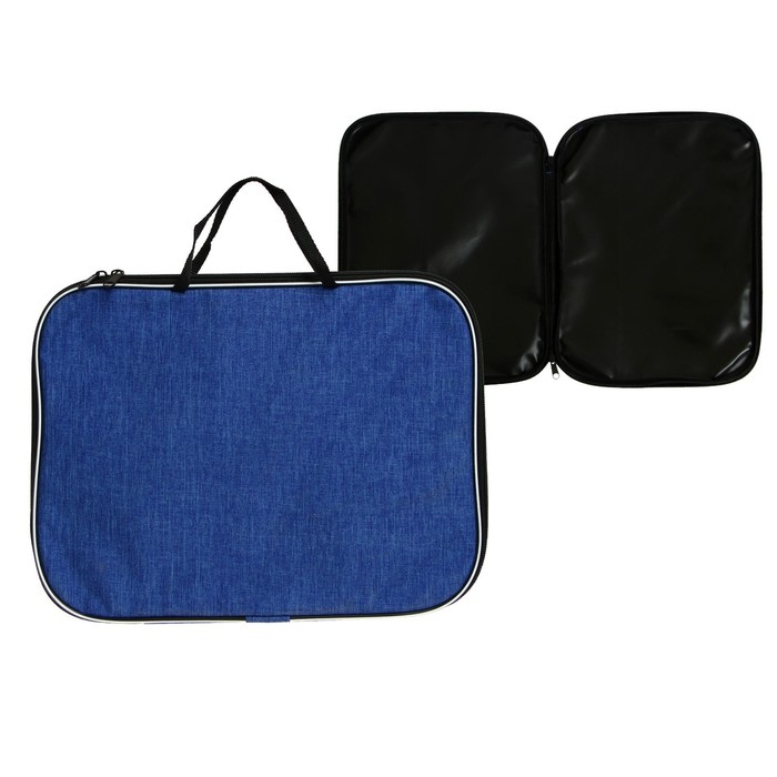 Папка с ручками текстильная А4, Calligrata Папка с ручками текстильная А4, Calligrata "Офис", для бумаг, для офиса, нейлон 600D, лён, синяя, ПМ/1, 350 х 270 х 20 мм,