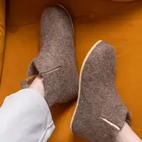 Домашние валенки Wild, серо-коричневые (натуральные), размер 39