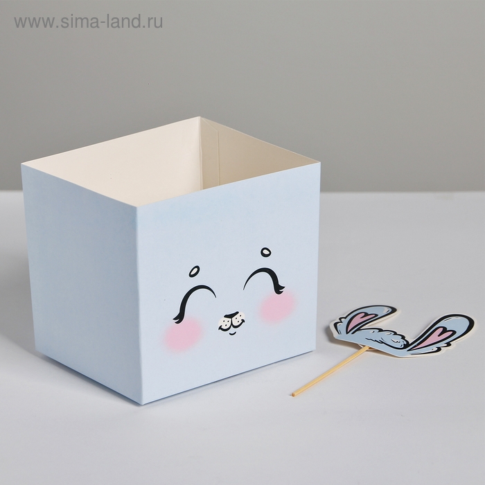 Коробка для цветов с топпером &laquo;Зайчик&raquo;, 10 х 10 х 12 см