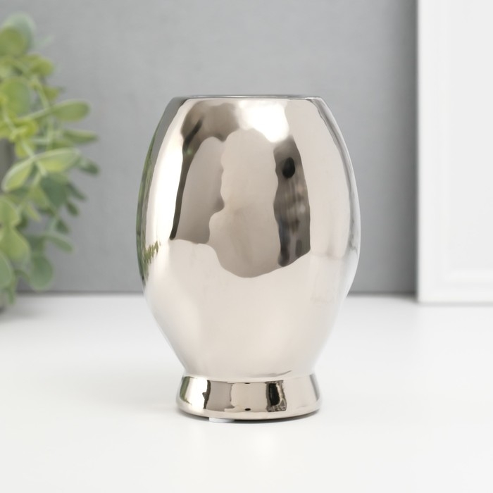 Подсвечник керамика на 1 свечу Подсвечник керамика на 1 свечу "Сова Сипуха" d=3,5 серебро 9х8,5х12,5 см