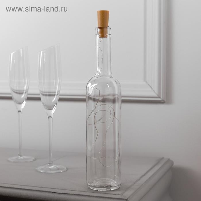 Гирлянда &laquo;Нить&raquo; 1 м роса с пробкой, IP20, серебристая нить, 10 LED, батарейка LR44х3 (в комплекте), свечение фиолетовое