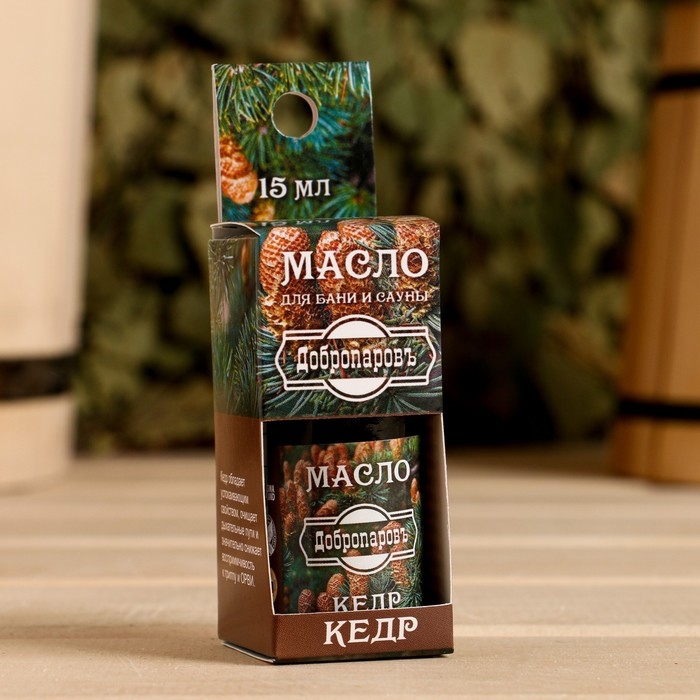 Эфирное масло Эфирное масло "Кедр" в коробке с подвесом 15 мл "Добропаровъ"
