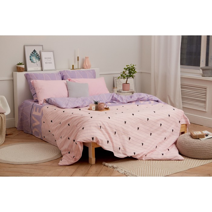 Постельное бельё &laquo;Этель&raquo; 2 сп Violet love 175*215 см, 200*220 см, 70*70 см - 2 шт