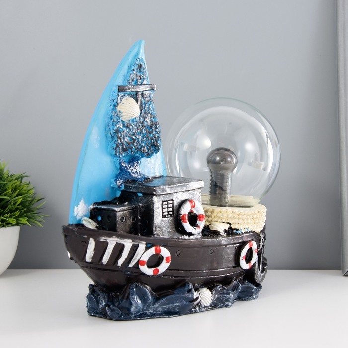 Плазменный шар Плазменный шар "Парусник" синий 25х10х22 см RISALUX