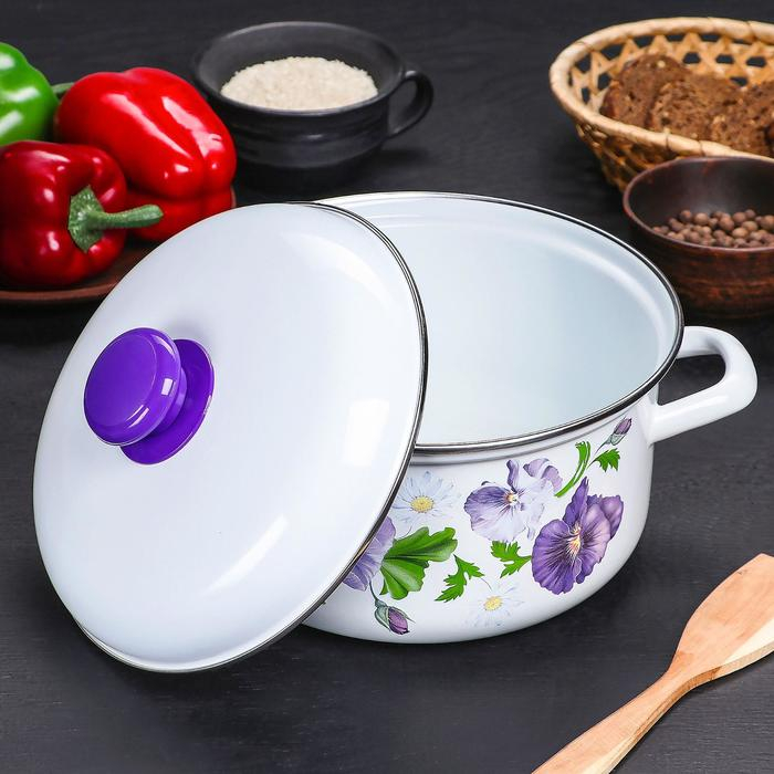 Кастрюля эмалированная «Анютины глазки», 3 л, индукция Кастрюля эмалированная «Анютины глазки», 3 л, индукция