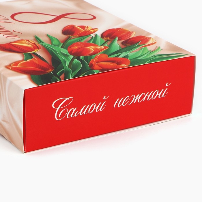 Коробка для сладостей «8 марта», шёлк, 20 х 15 х 5 см Коробка для сладостей «8 марта», шёлк, 20 х 15 х 5 см