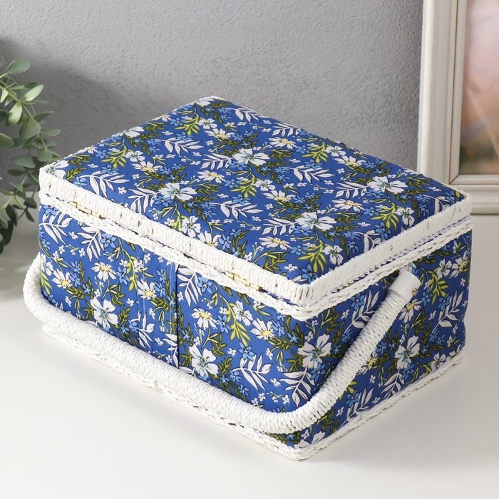 Шкатулка для рукоделия Шкатулка для рукоделия "Полевые цветы на синем" 19х26х14,5 см