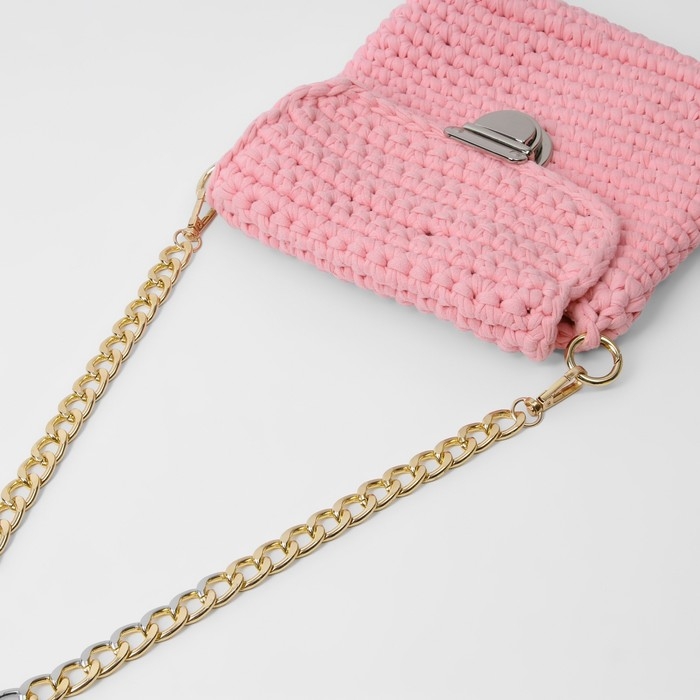 Цепочка для сумки, с карабинами, металлическая, плоская, 18 &times; 13 мм, 60 см, цвет золотой