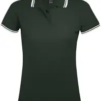 Рубашка поло женская Pasadena Women 200 с контрастной отделкой зеленая с белым, размер XL