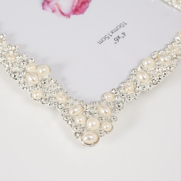 Фоторамка металл, стекло 10х15 см Фоторамка металл, стекло 10х15 см "Жемчужные волны" стразы 1,5х13х18 см