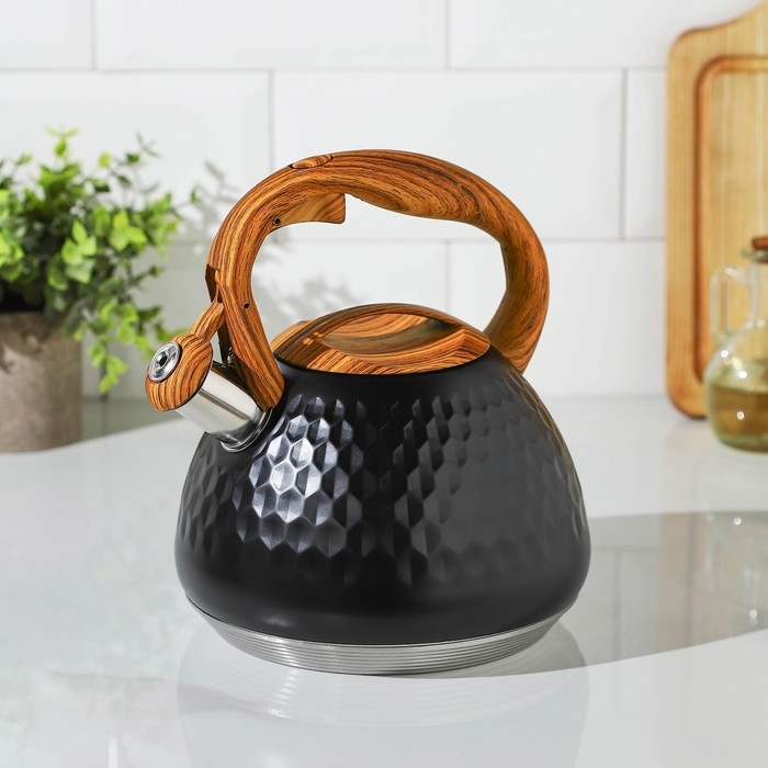 Чайник со свистком из нержавеющей стали Magistro Heat, 3 л, ТРС, индукция, ручка soft-touch, цвет чёрный Чайник со свистком из нержавеющей стали Magistro Heat, 3 л, ТРС, индукция, ручка soft-touch, цвет чёрный